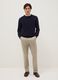 Beige slim fit stretch cotton chino trousers_0
