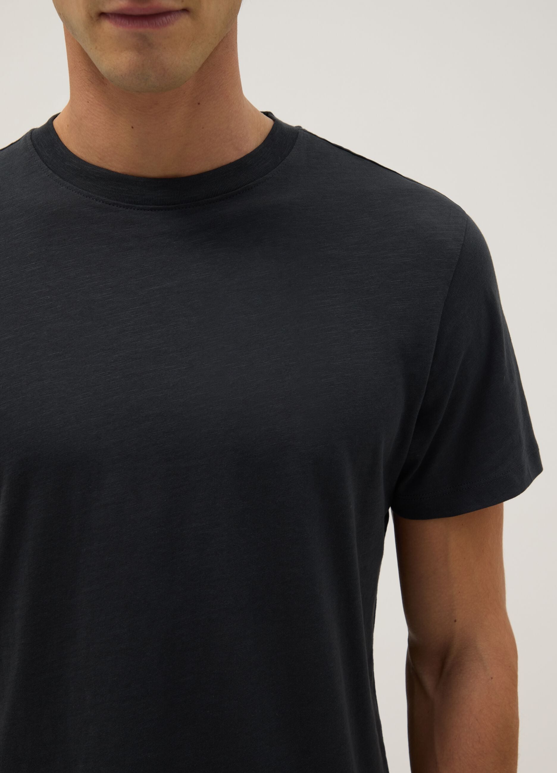 Grey Pure Cotton Regular Fit T-shirt