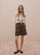 Shorts in misto lyocell e lino marroni regular fit_0