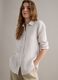 Pure linen striped shirt in white and beige regular fit_0