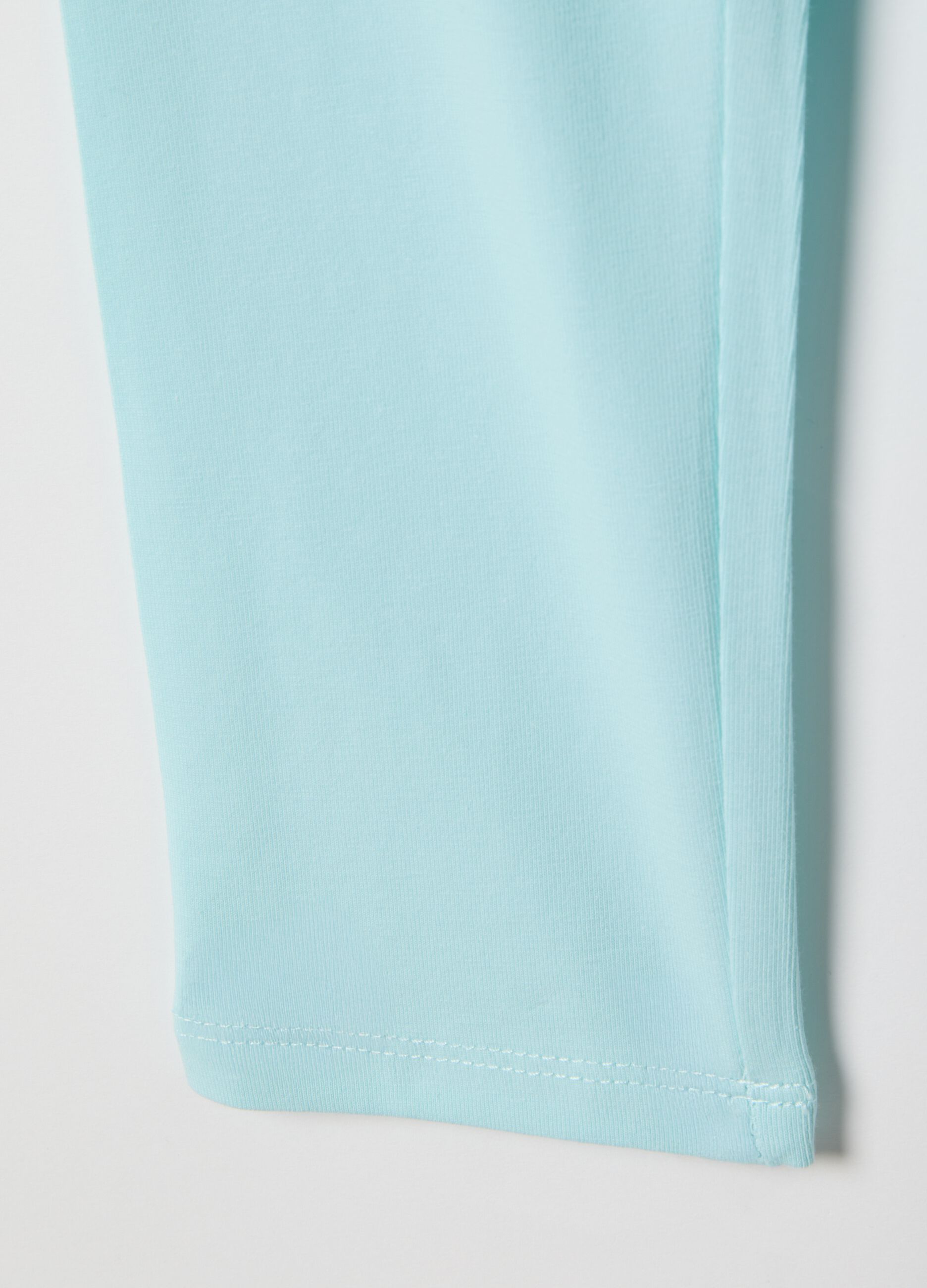 Girls' Slim Fit Blue Stretch Cotton Leggings with Star