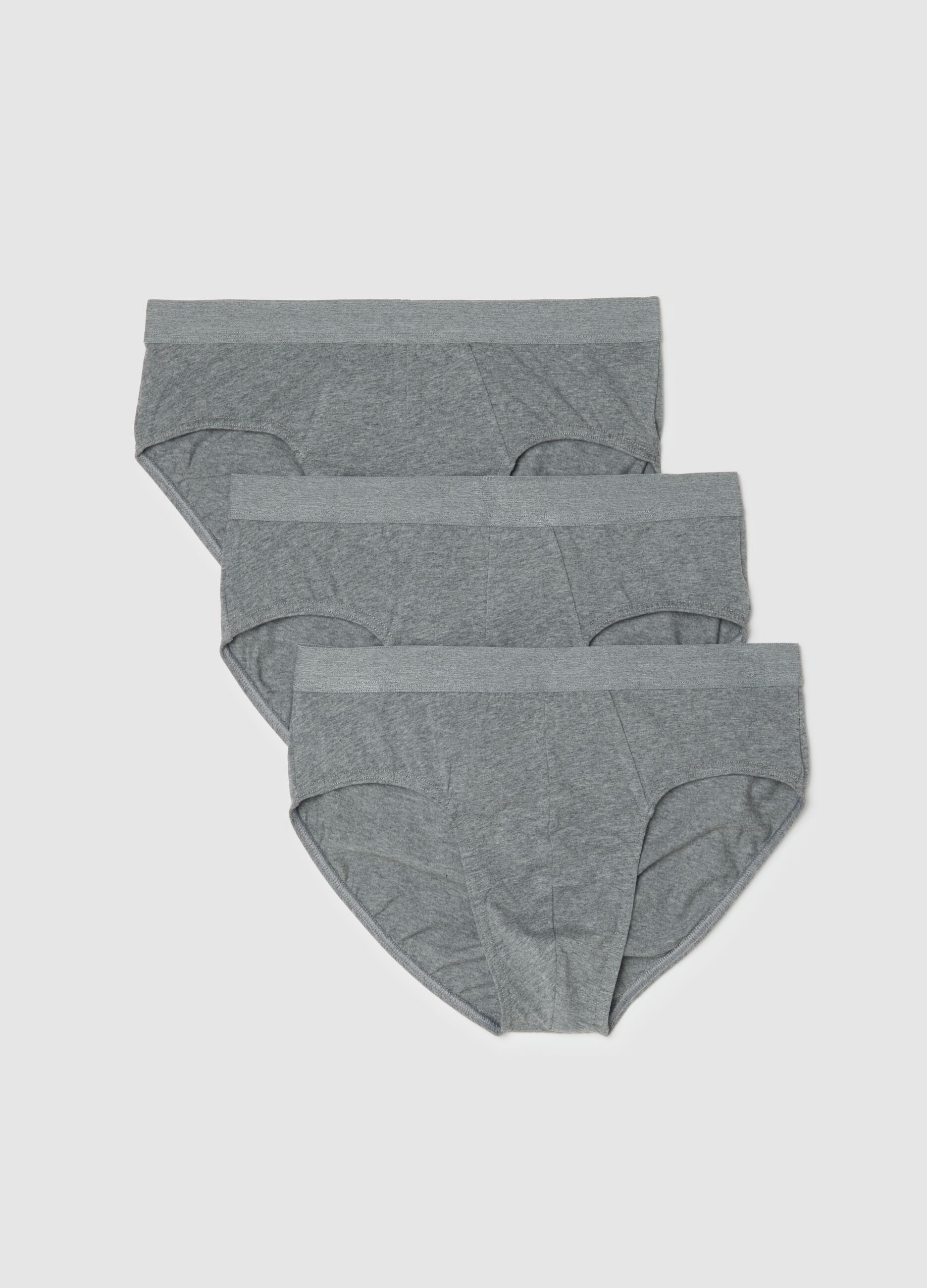Triple pack of grey stretch cotton briefs regular fit