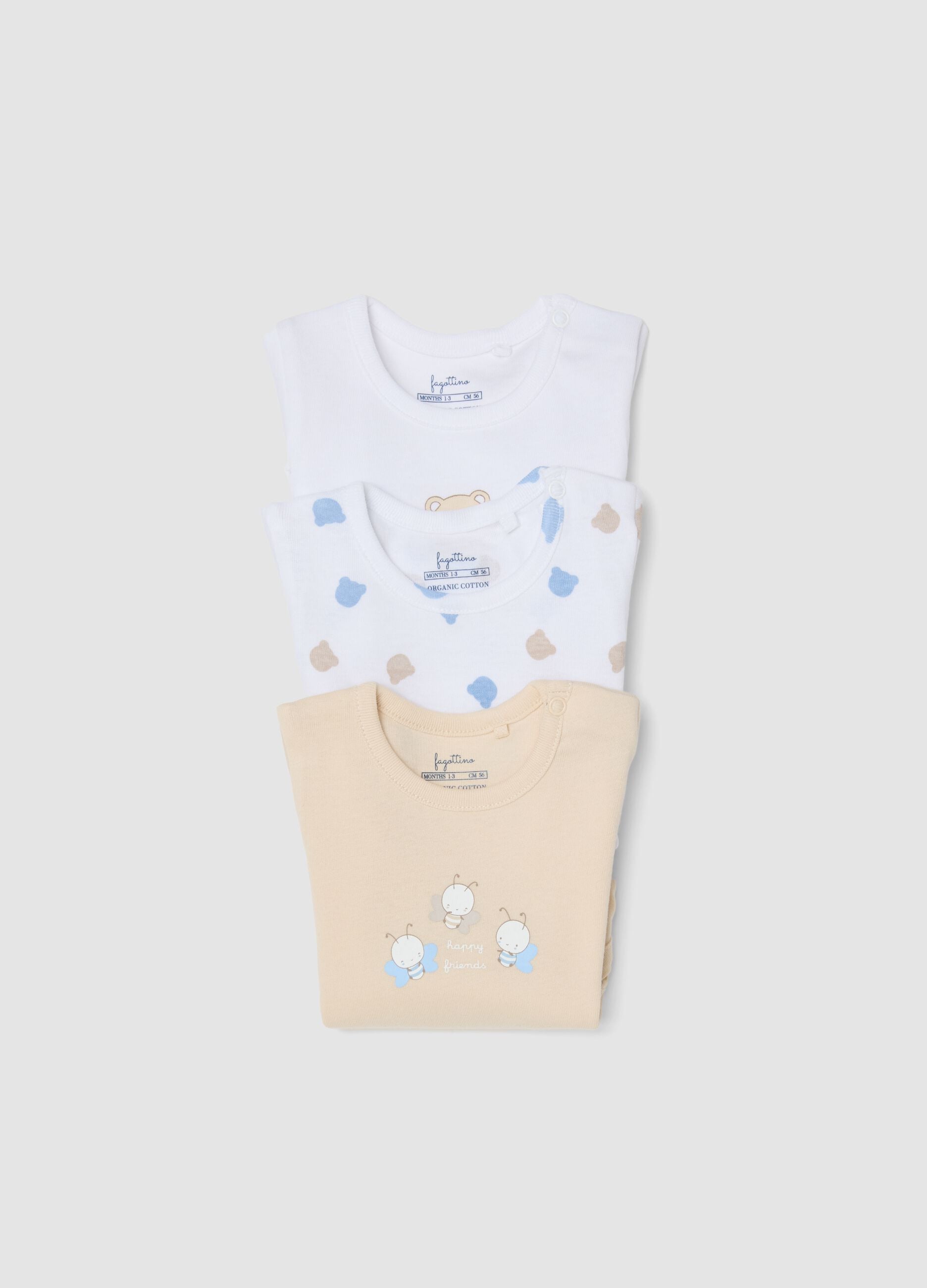 Newborn multicolour pure cotton bodysuit tripack with designs