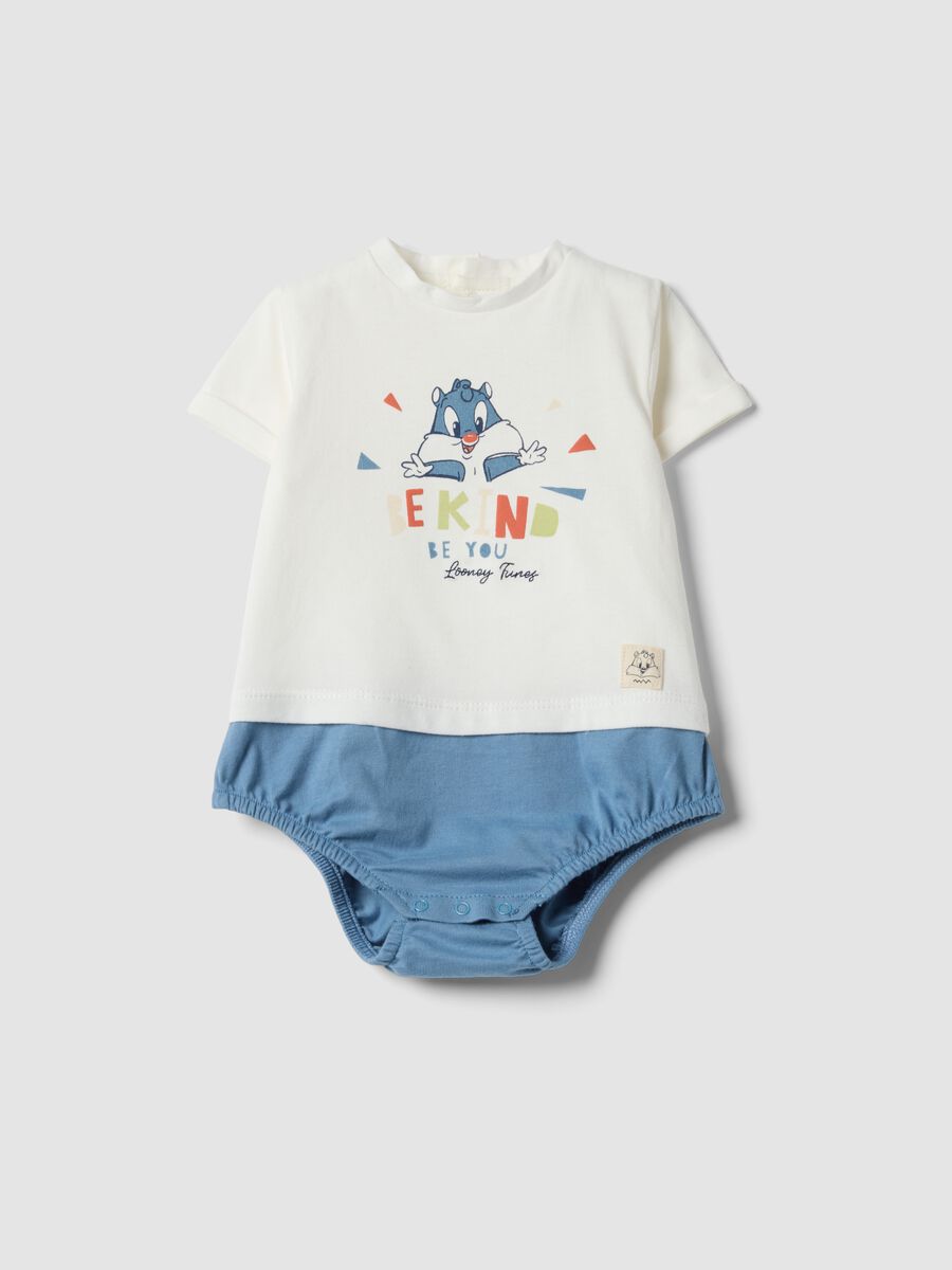 Multicoloured pure cotton baby bodysuit with Looney Tunes print_0