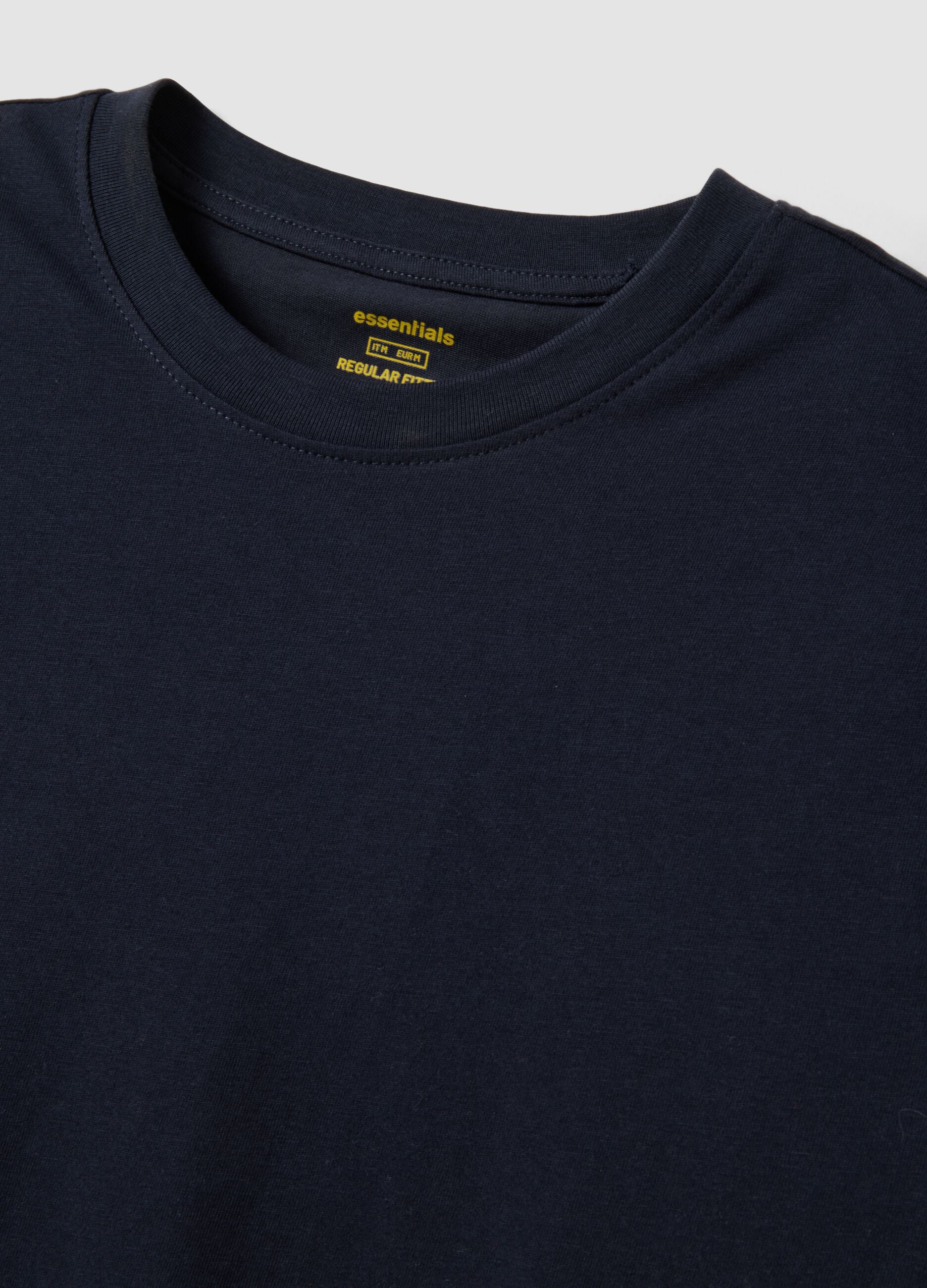 Blue pure cotton short-sleeve T-shirt
