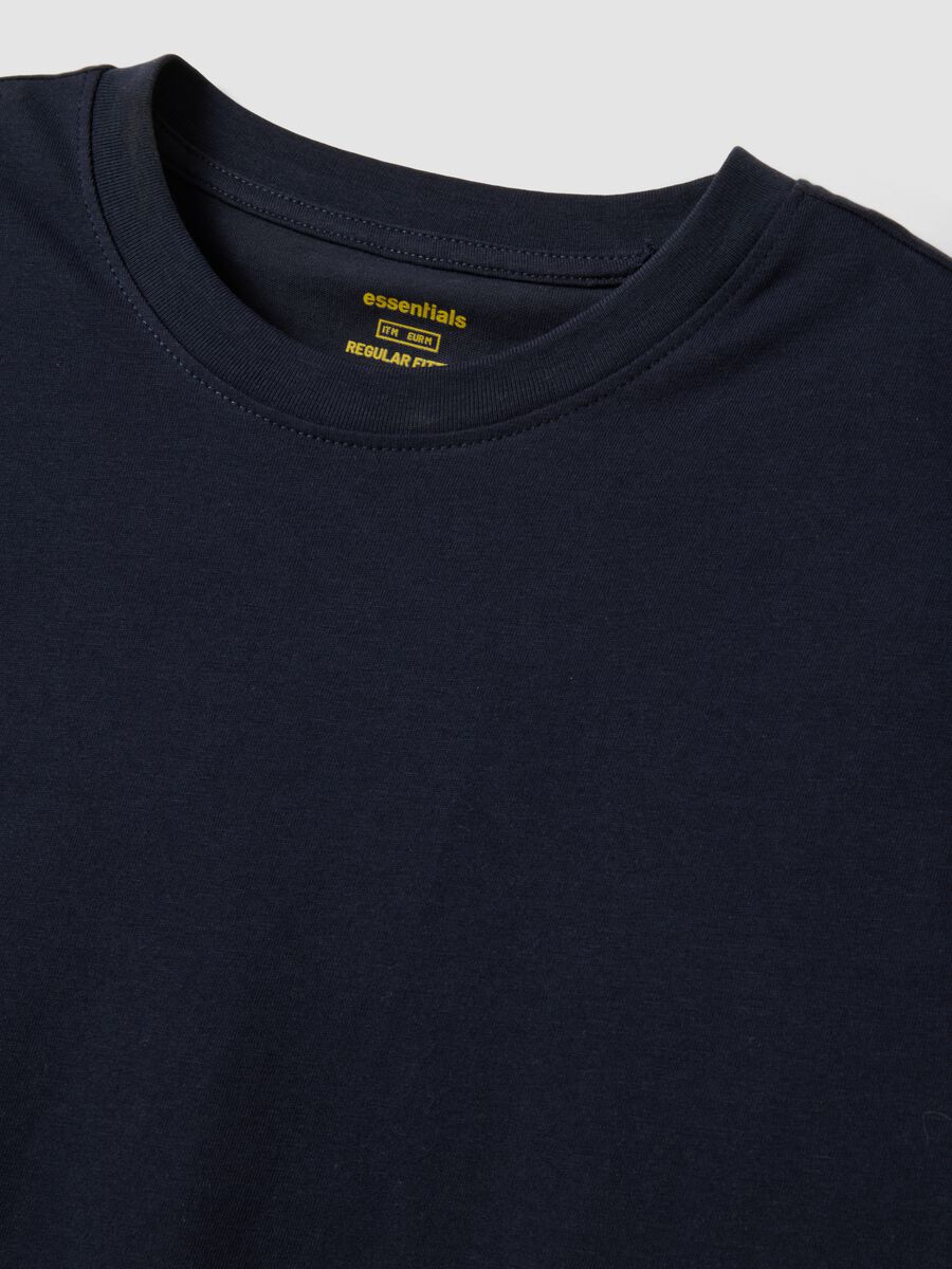 Blue pure cotton short-sleeve T-shirt_5