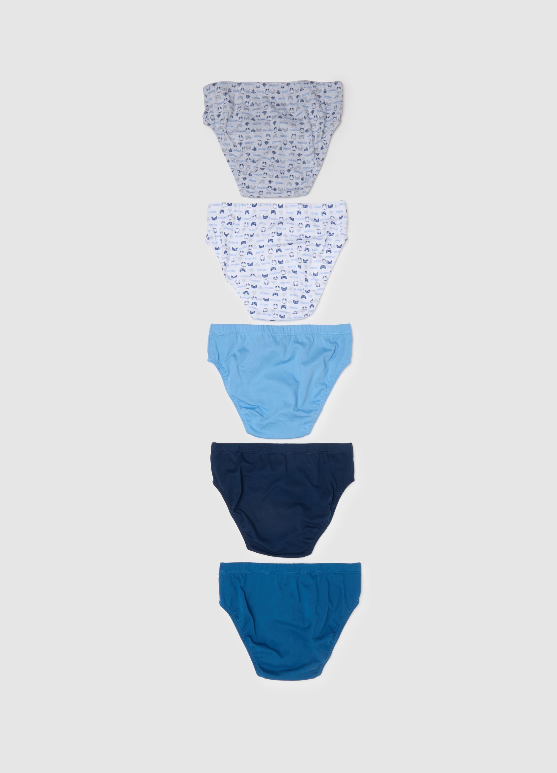 Multipack of five multicolour boys' cotton briefs