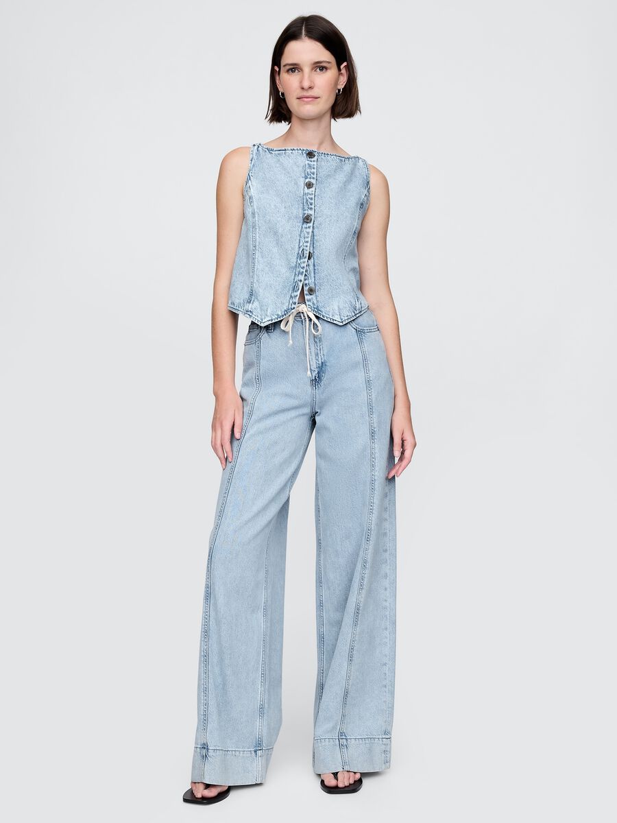 Light Denim Wide Leg Trousers by Gap_2