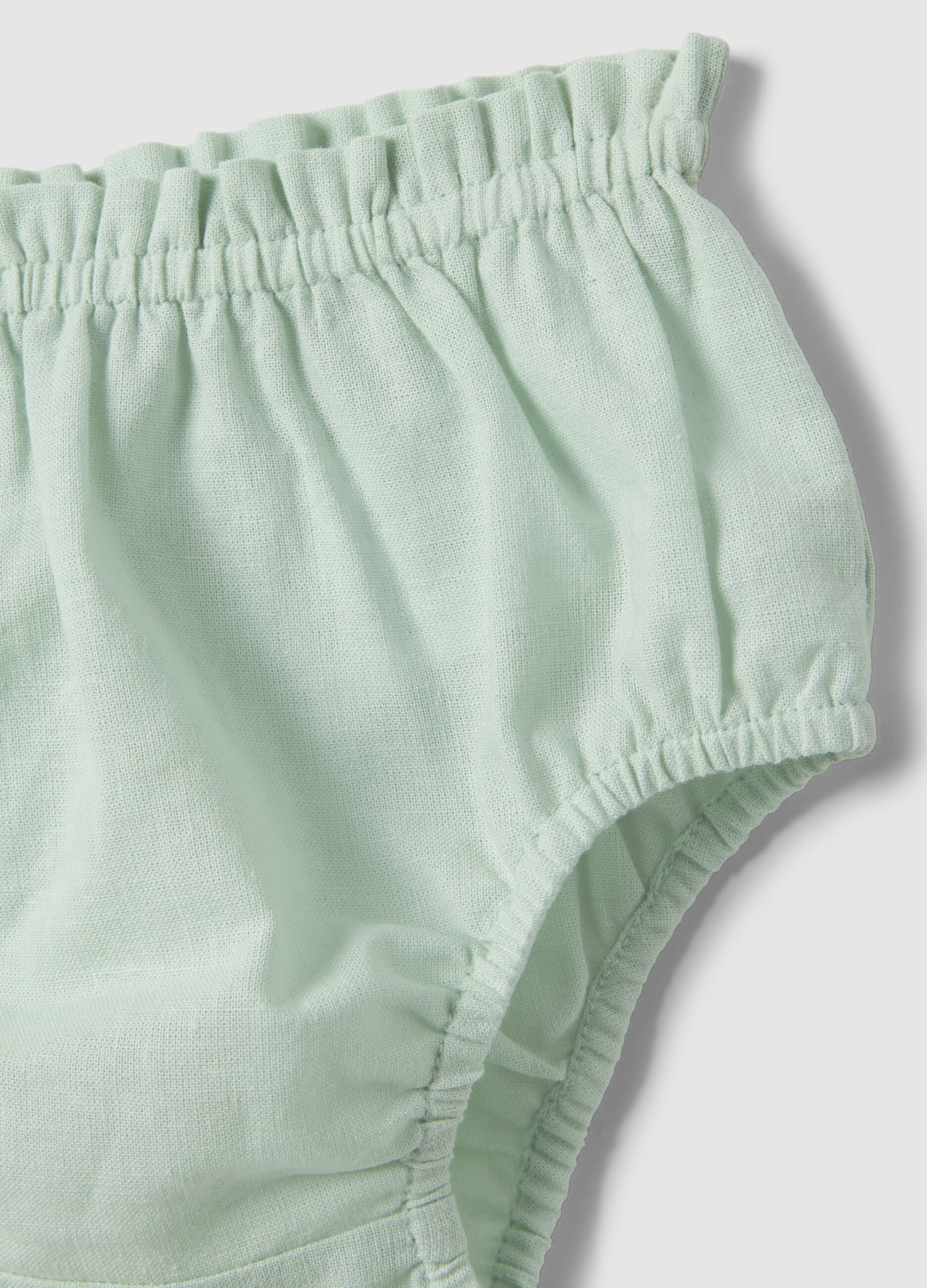 Green Cotton and Linen Blend Set for Baby Girls