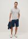 Grey stretchy cotton blend polo regular fit_1