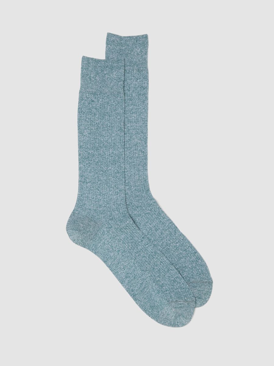 Long green stretch cotton and linen blend socks_0