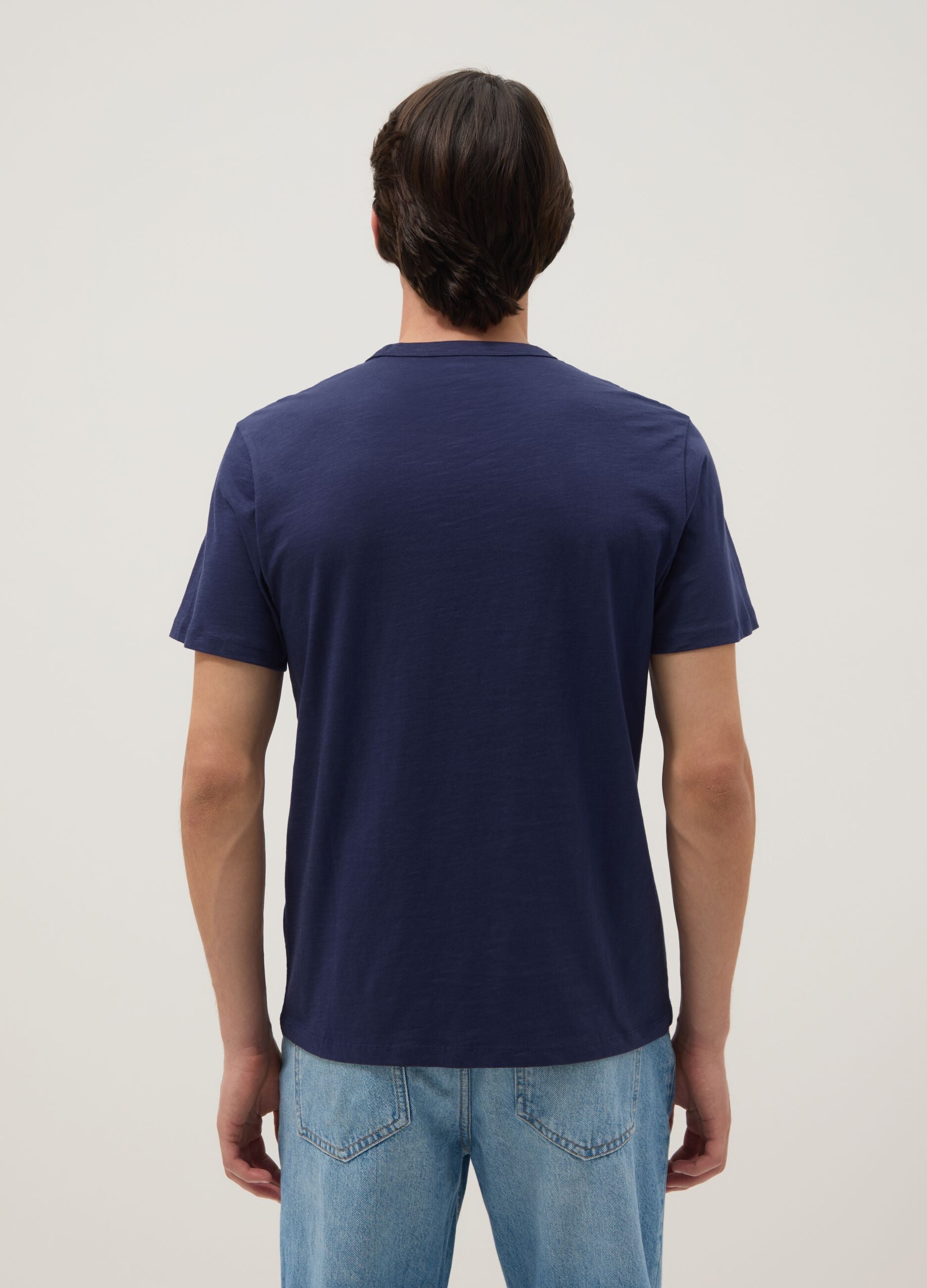 Blue short sleeve pure cotton t-shirt regular fit