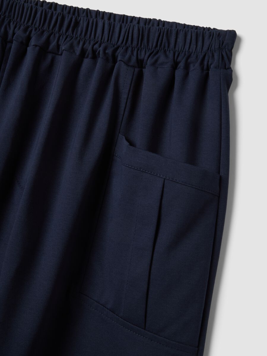 Blue stretch cotton trousers with elasticated waistband, regular fit_5
