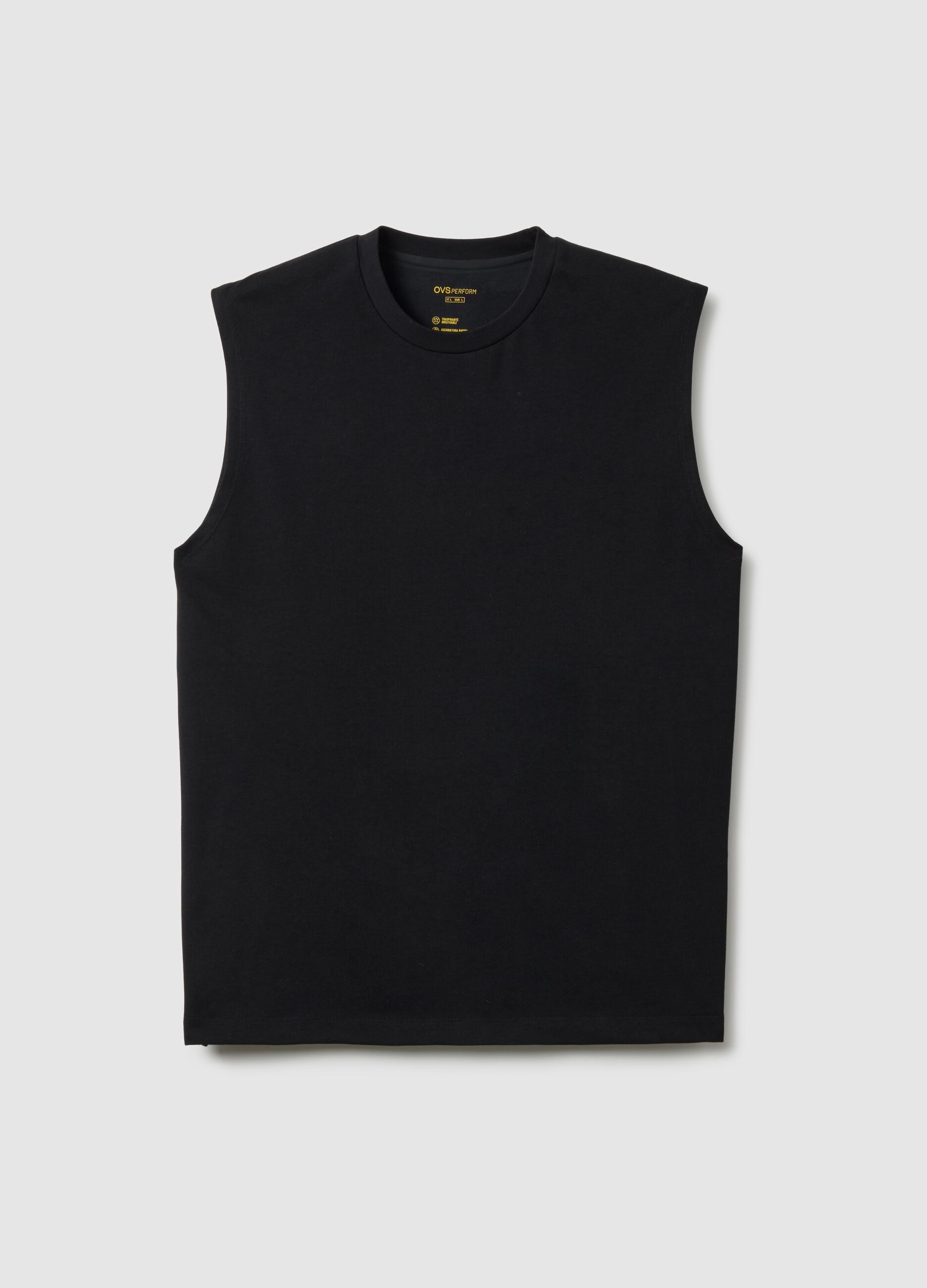 Black cotton blend vest regular fit