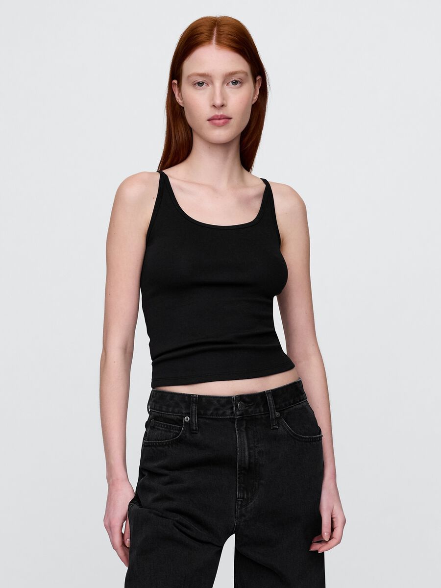 Stretch Black Top with Thin Straps_0