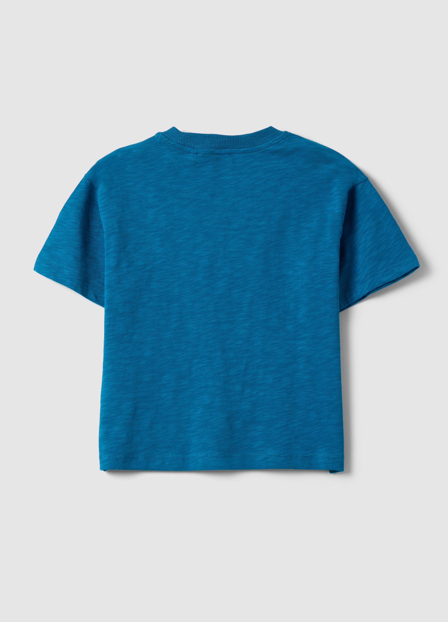 Oversized fit blue crew neck cotton t-shirt for kids