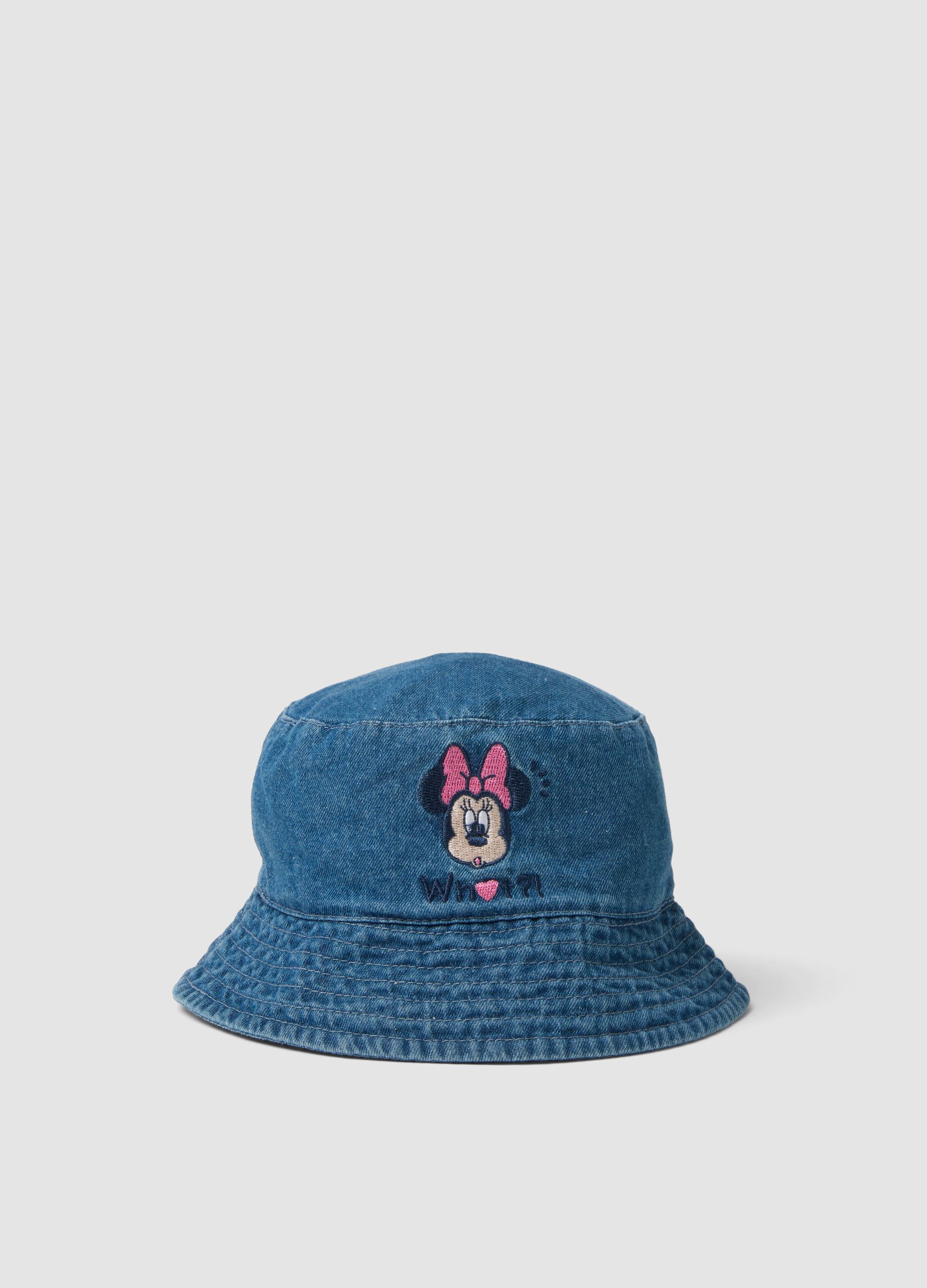 Blue denim pure cotton girls&rsquo; hat with Minnie