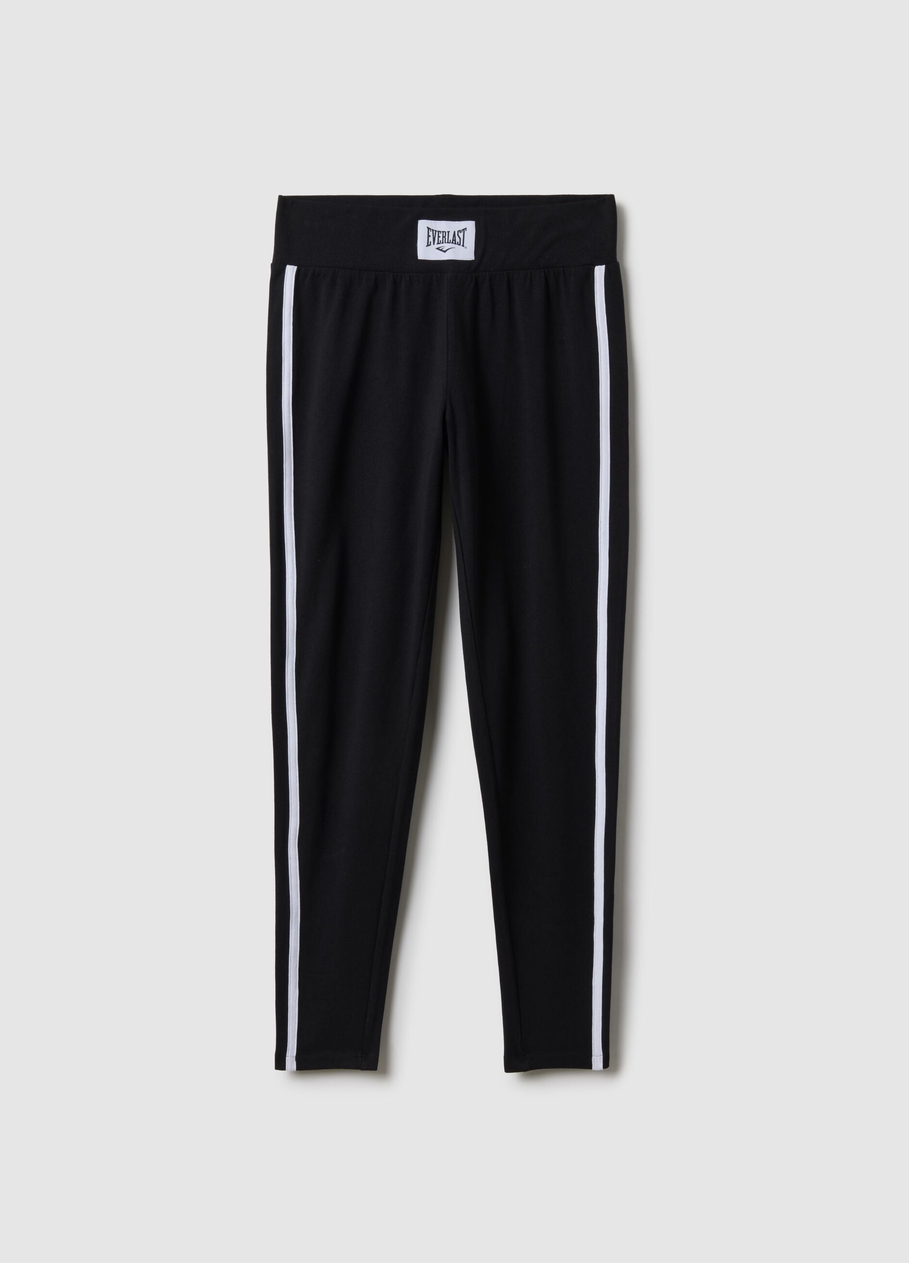 Black Slim Fit Cotton Stretch Leggings with Everlast Logo