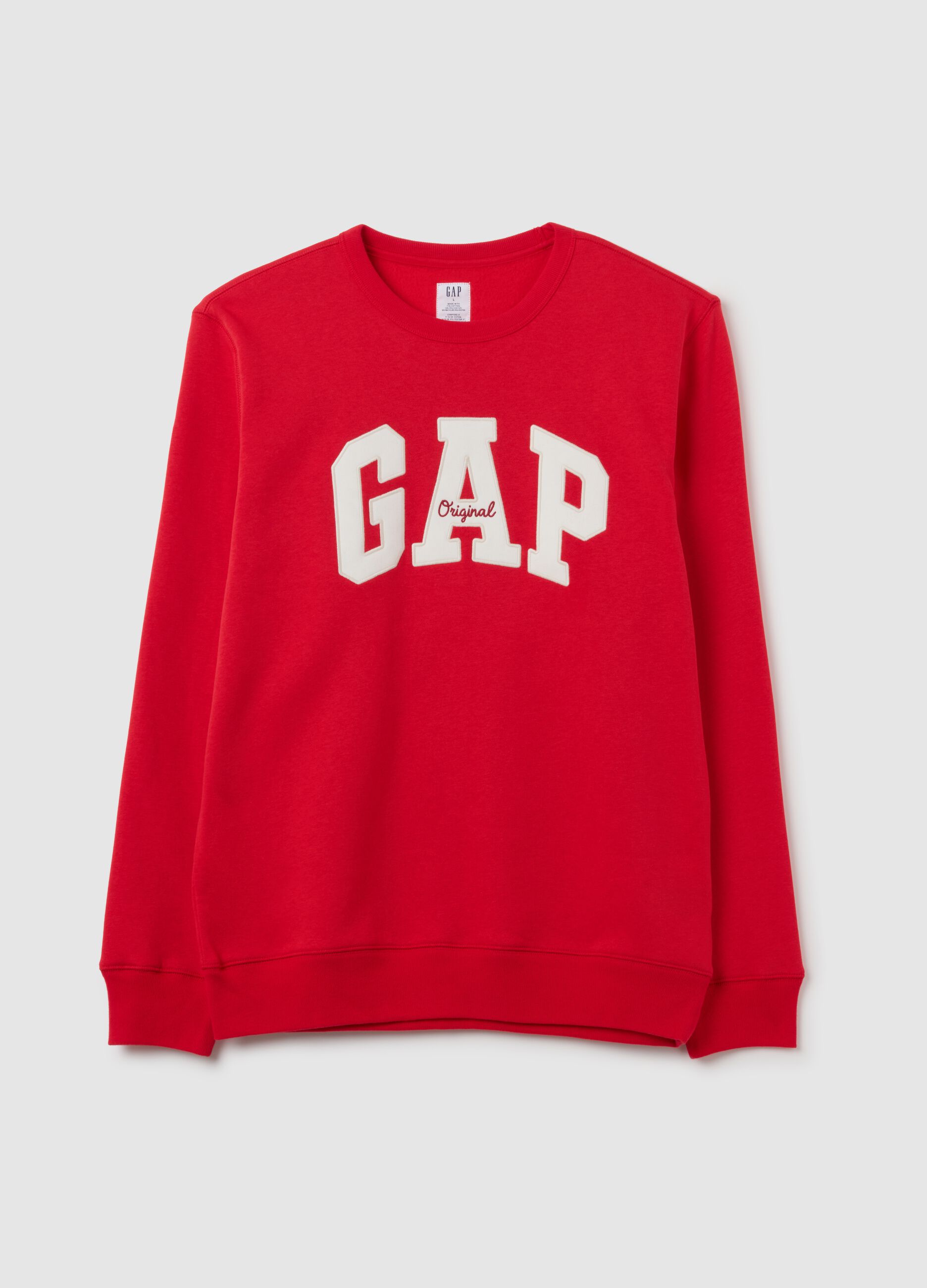 Round-neck sweatshirt with logo patch and embroidery