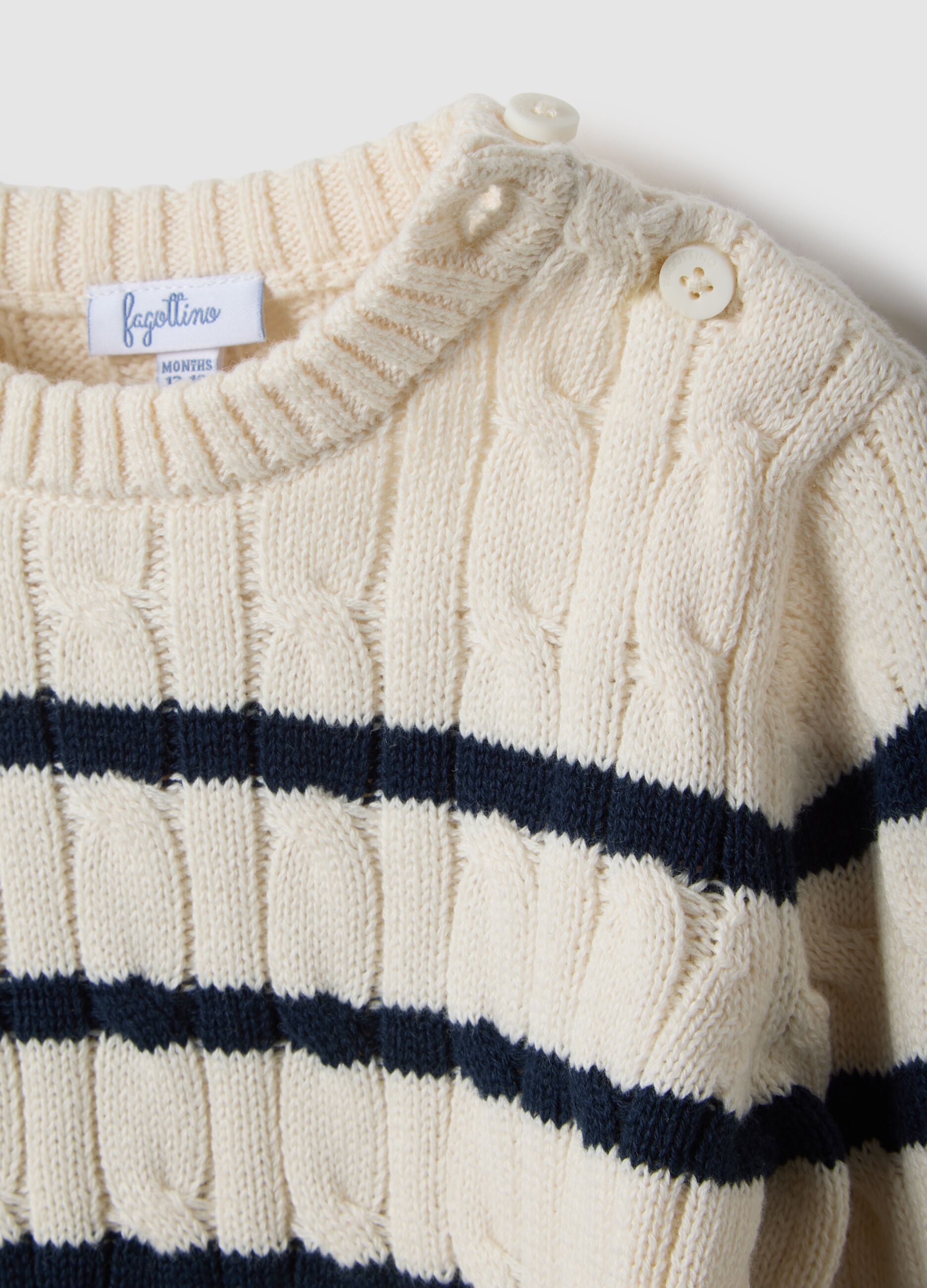 Striped multicolour pure cotton jumper, regular fit for baby
