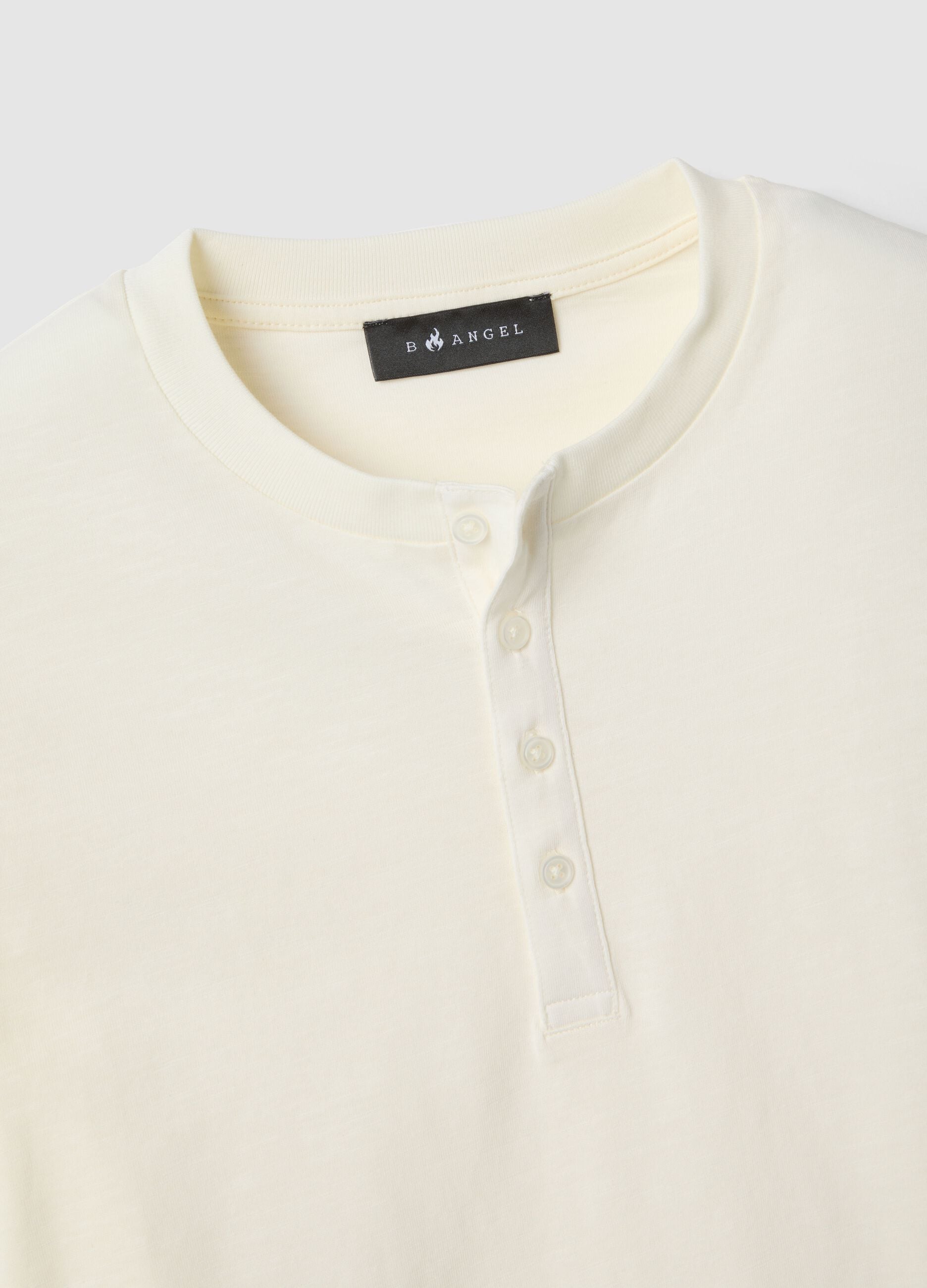 Beige pure cotton regular fit sweater with buttons