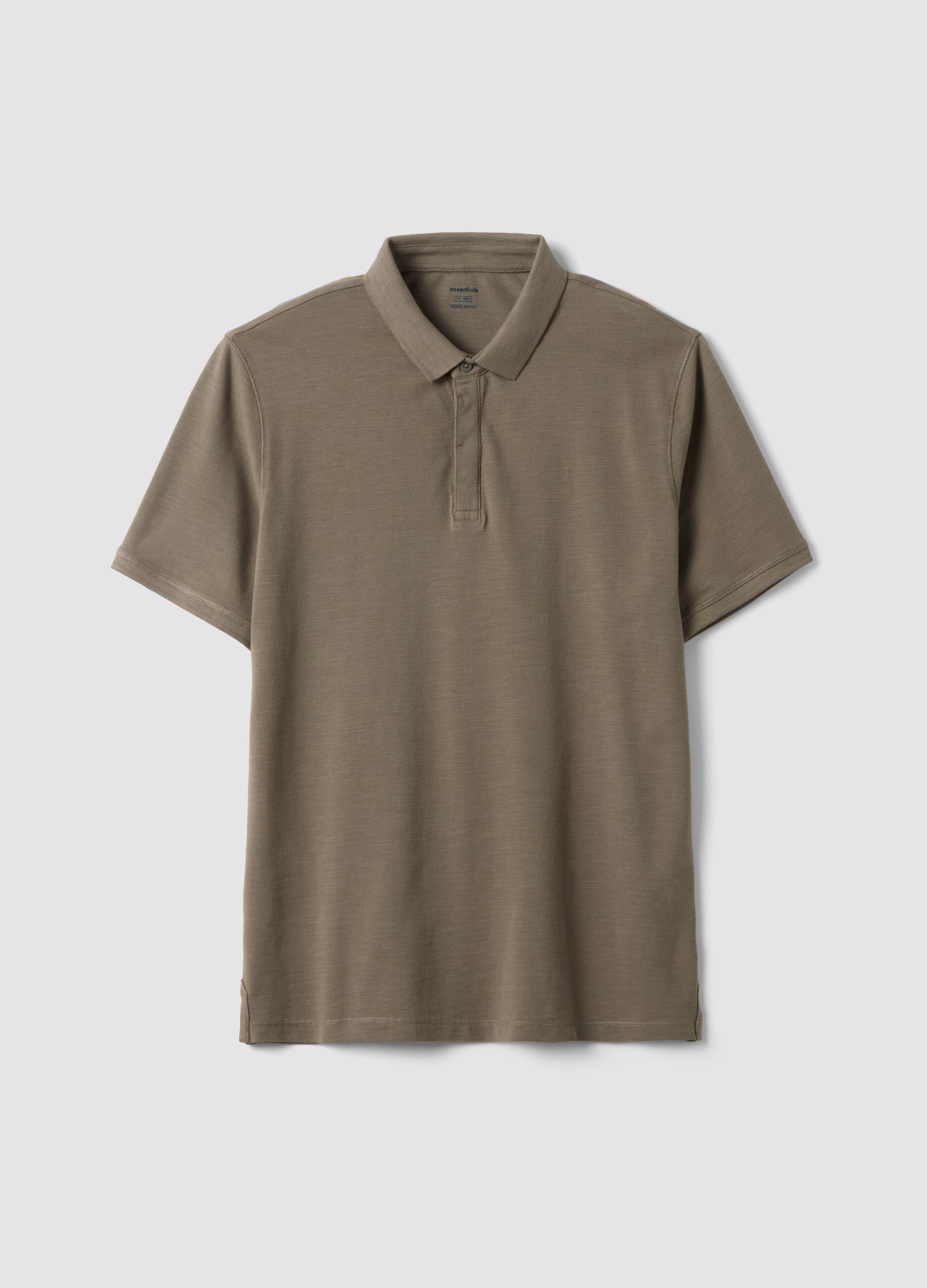 Regular fit brown pure cotton polo