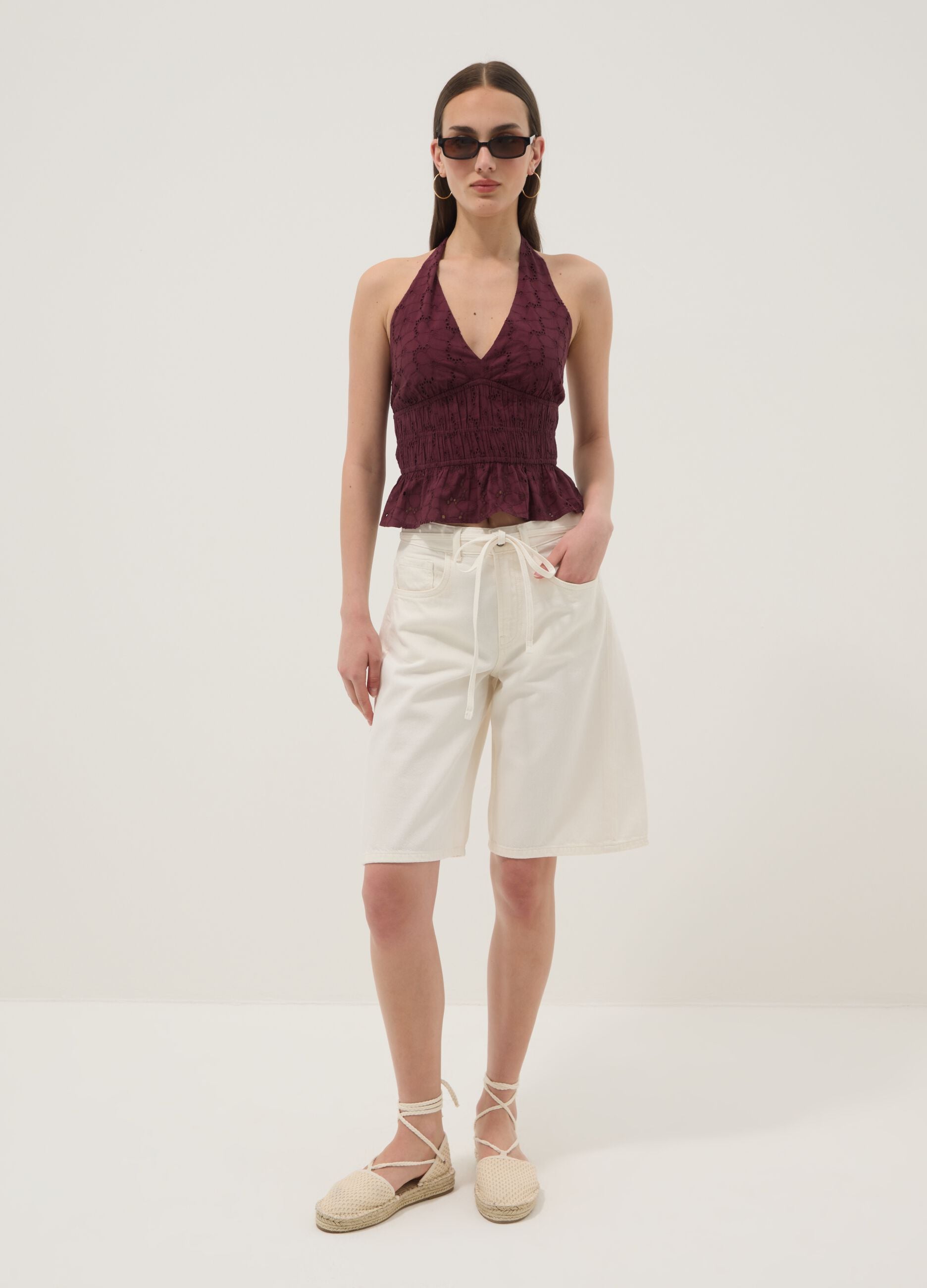 White pure cotton Bermuda shorts