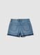 Blue pure cotton denim shorts for girls, straight fit_4