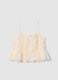Sleeveless top with ruffled shirring and crochet lace inserts_5