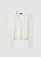 White viscose regular fit polo neck jumper_4