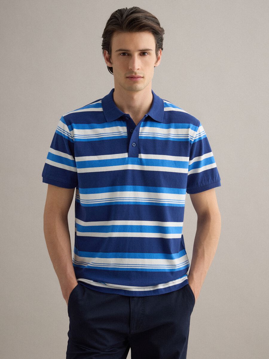 Oversized pure cotton multicolour striped polo shirt_0