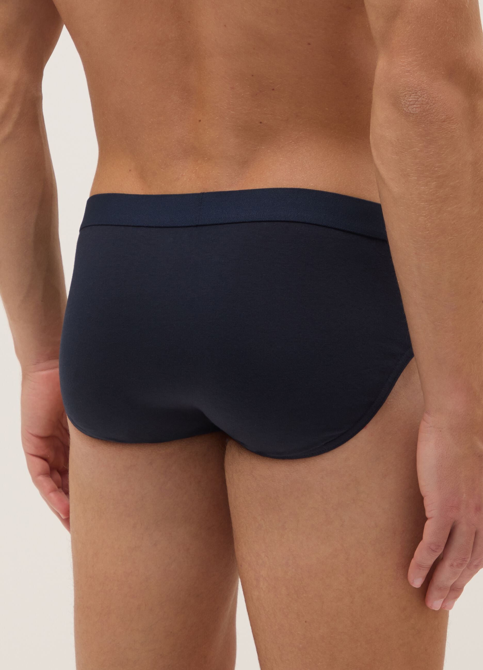 Blue stretch cotton regular fit three-pack briefs