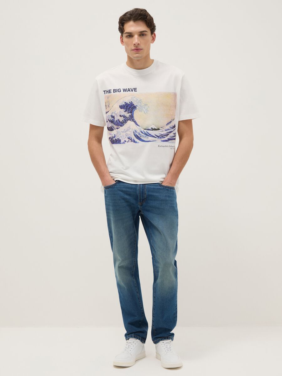 White pure cotton regular fit t-shirt with print_1