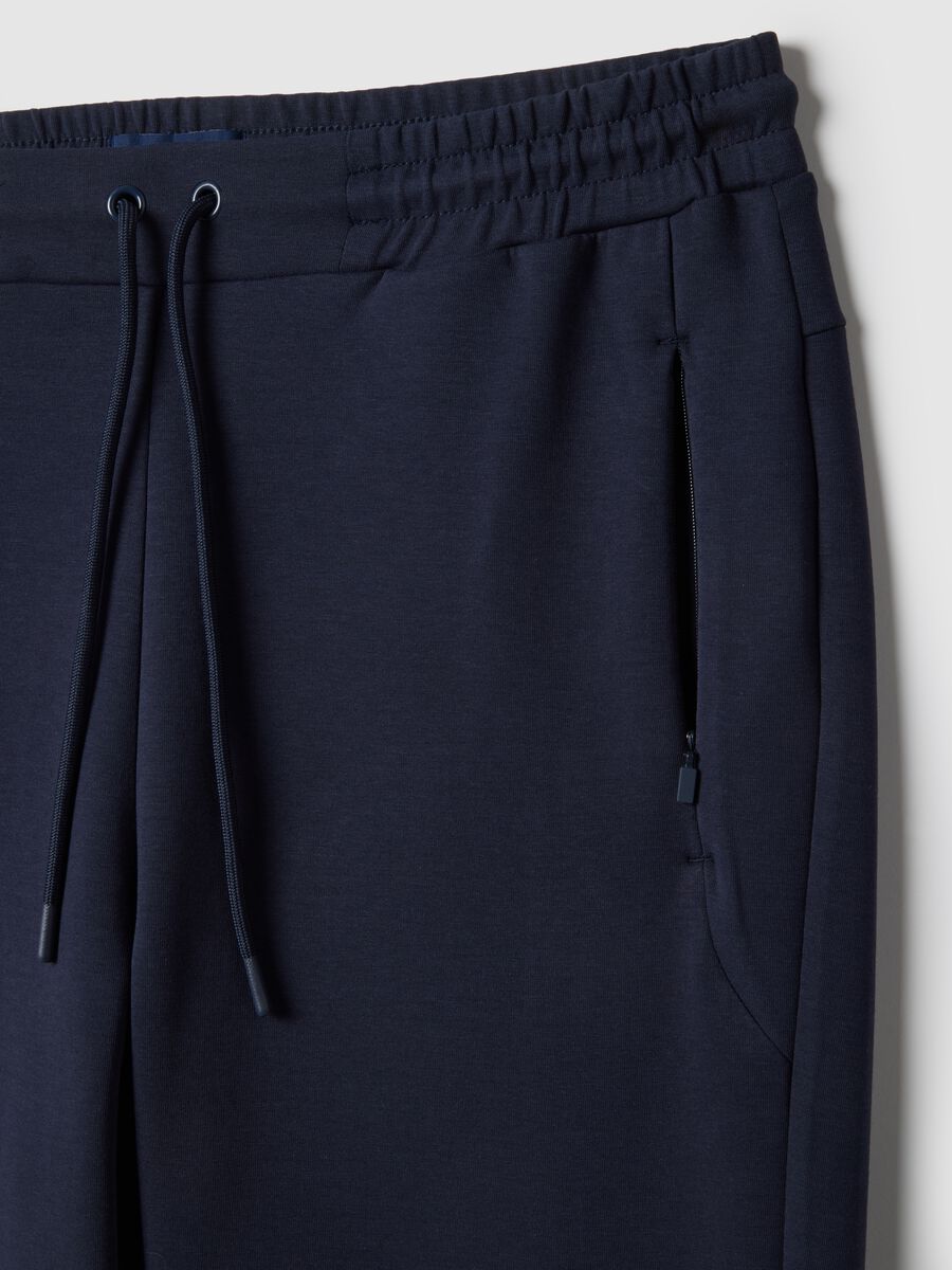 Blue cotton blend stretch jogger trousers regular fit_5
