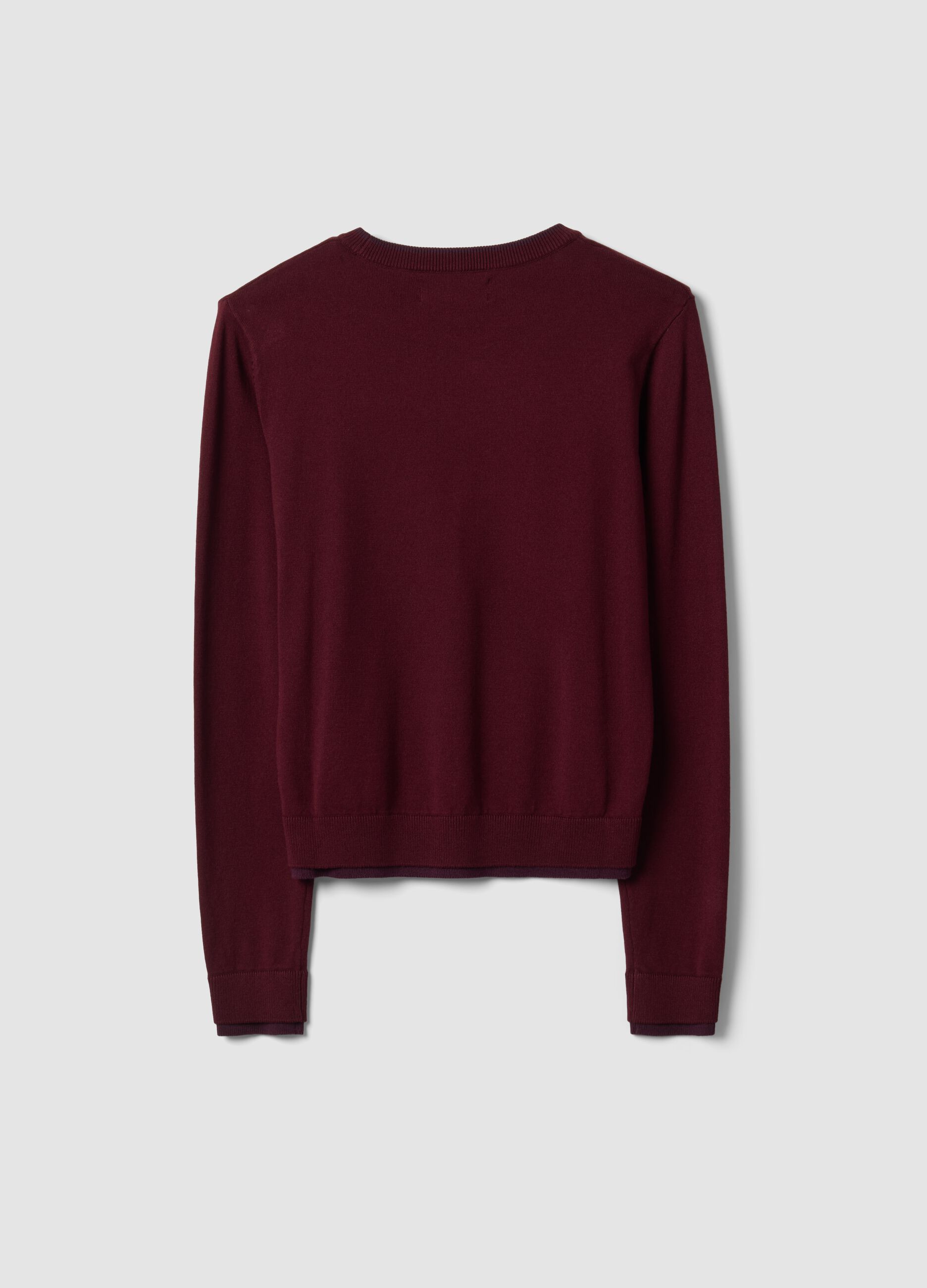 Red long-sleeve viscose-blend top