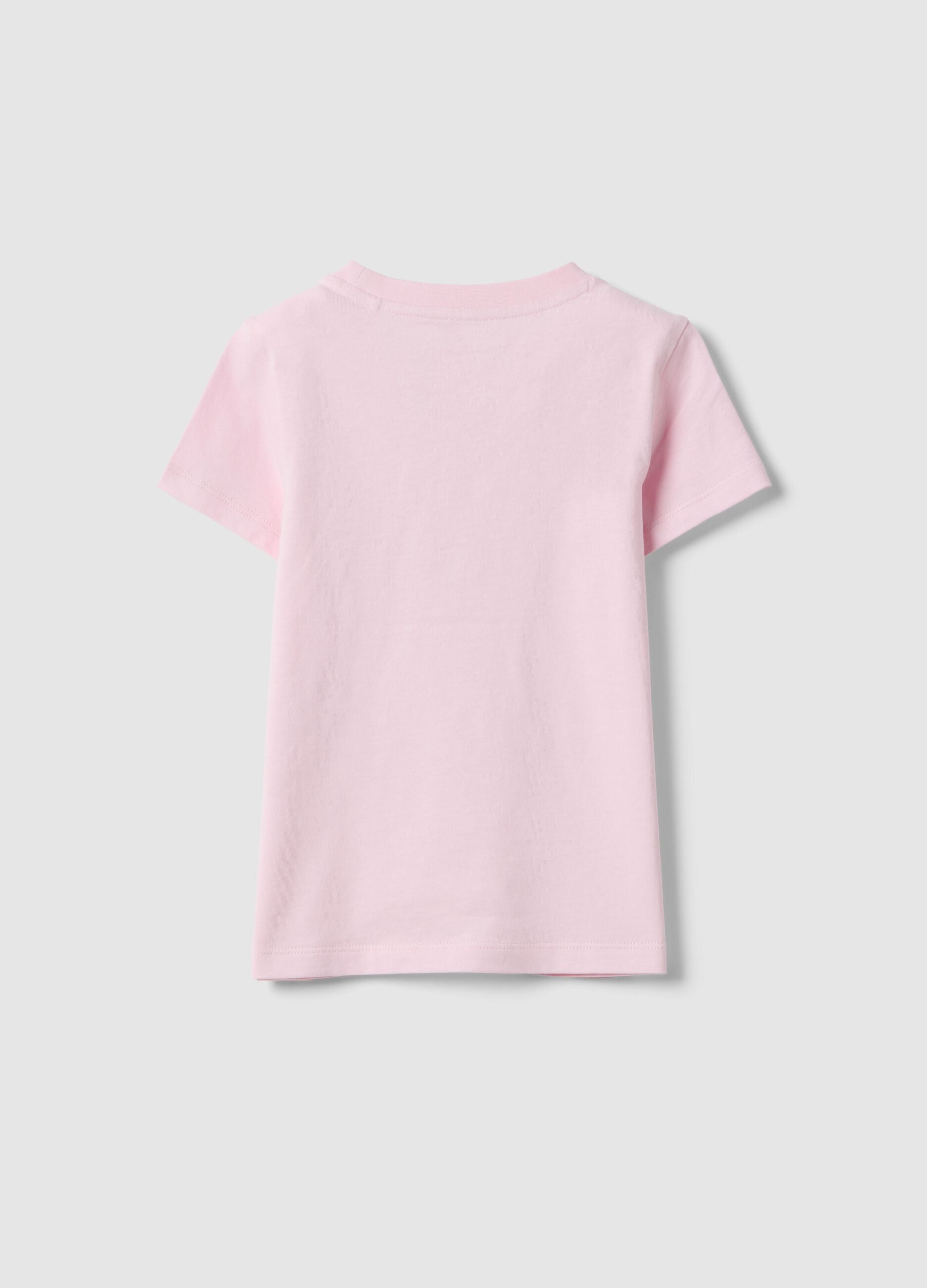 Girls' pink pure cotton T-shirt regular fit with print