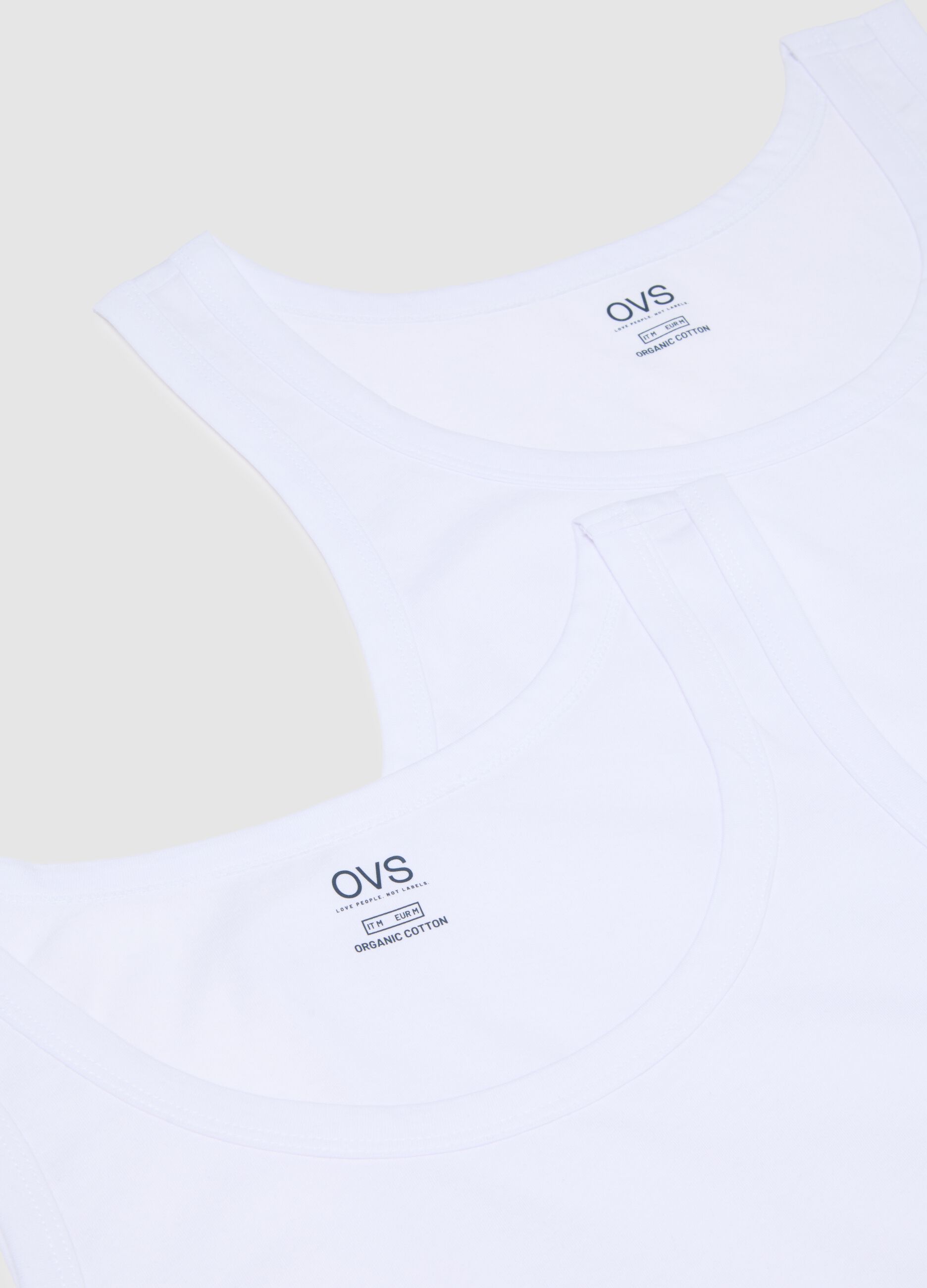 Set of two white pure cotton regular fit vests