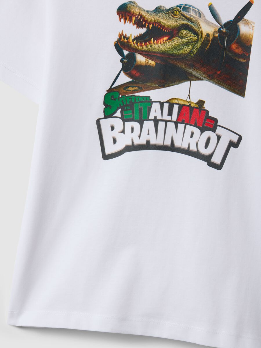 T-shirt in puro cotone bianca da bambino oversize fit con stampa_3