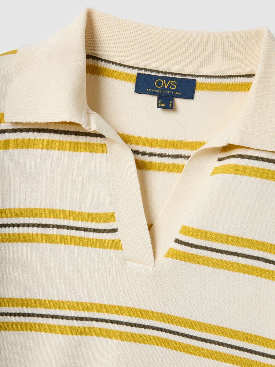 Regular Fit Multicolour Striped Jumper with Polo Collar_5