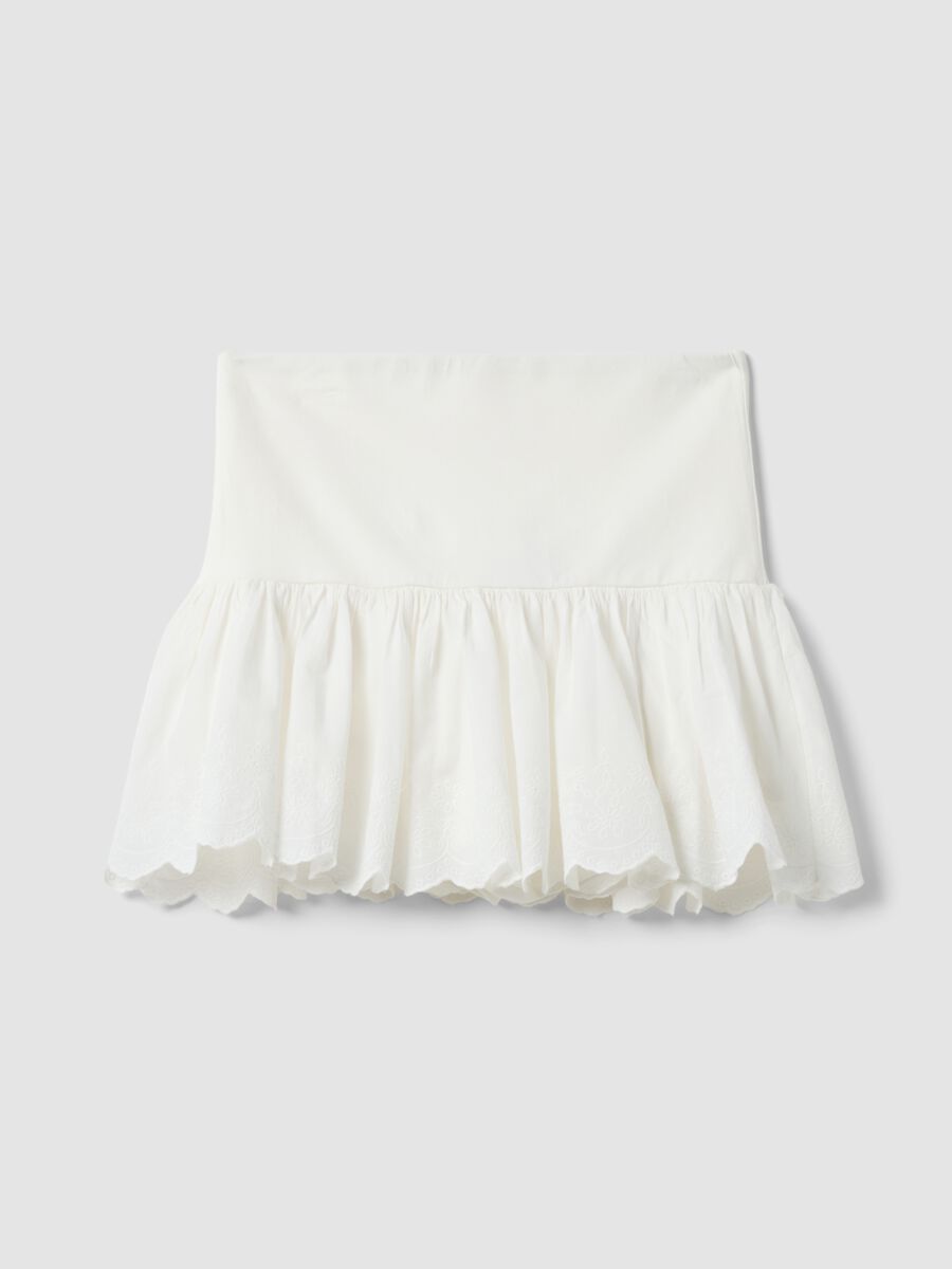 White mini skirt in pure cotton_4