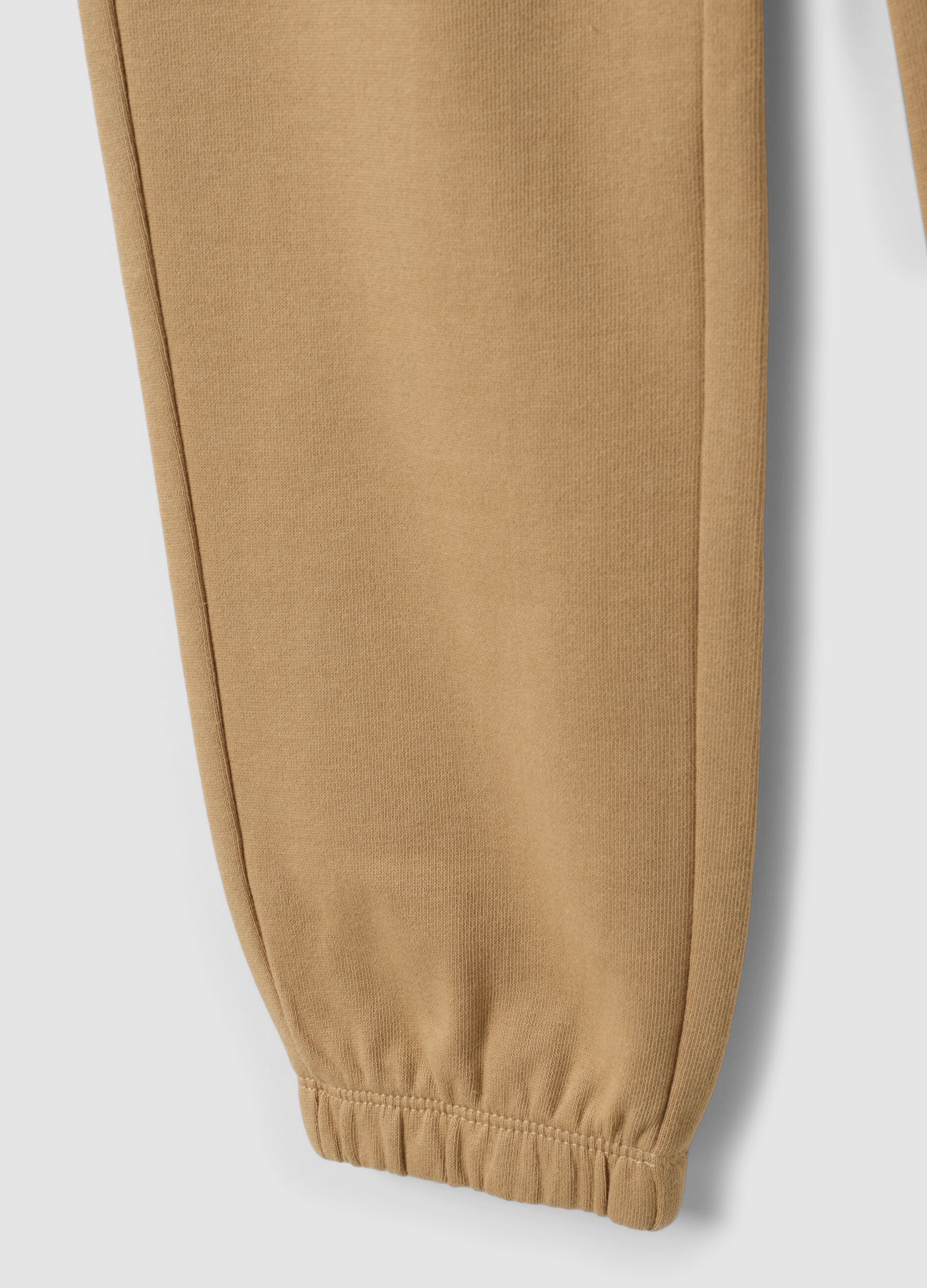 Beige regular-fit joggers in pure organic cotton for boys
