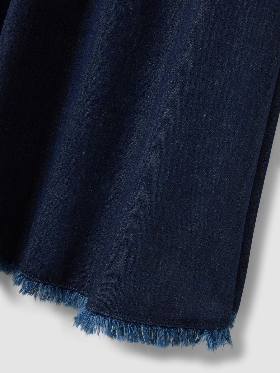 Denim skirt in cotton, linen and viscose blend with elasticated waist_5