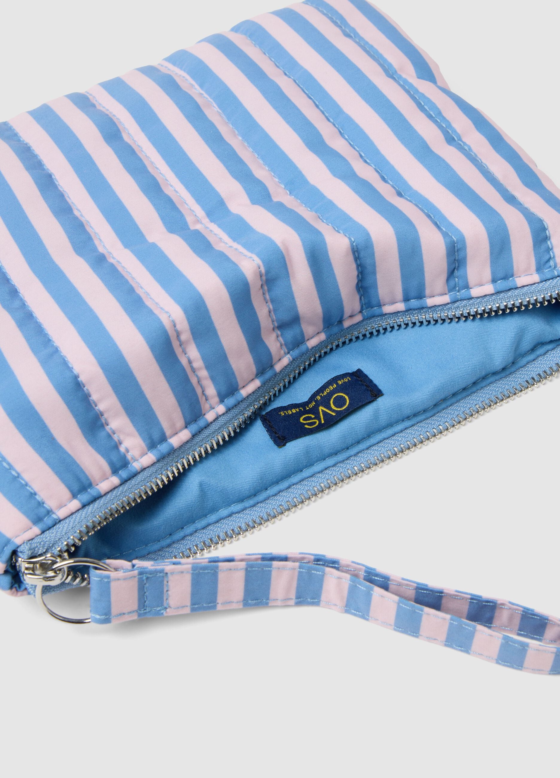 Pochette a righe multicolor con cerniera