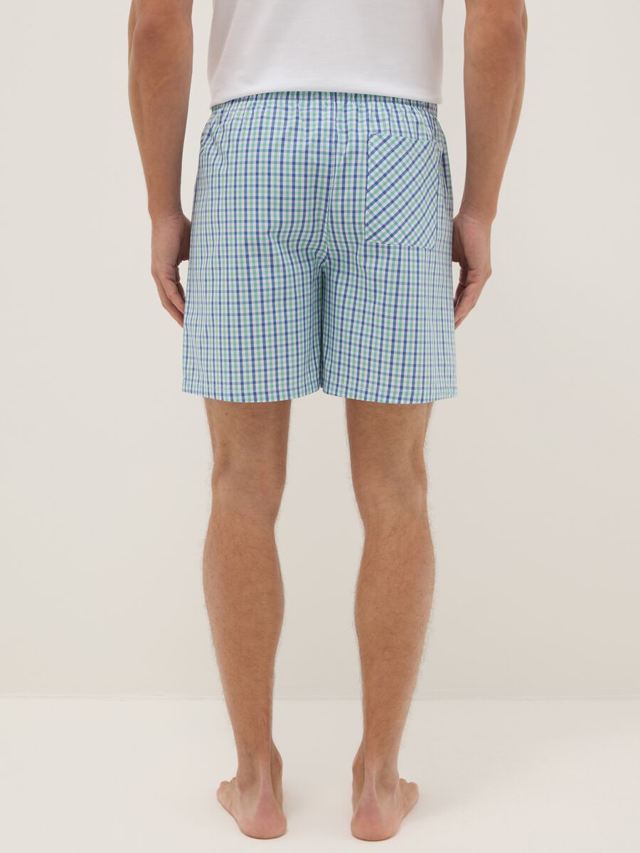 Multicolour checked pure cotton pyjama shorts, regular fit_2