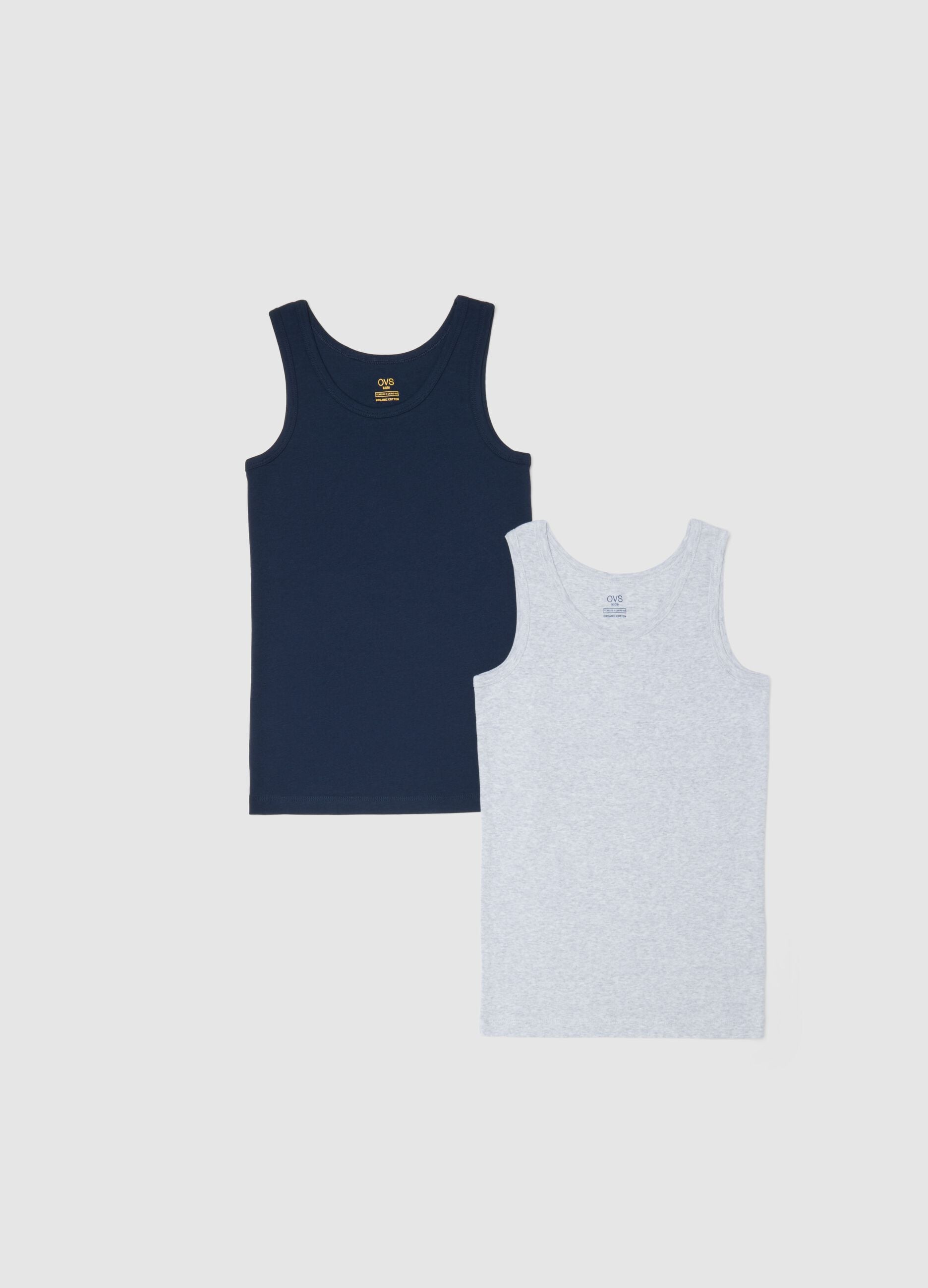 Twin pack of multicolour pure cotton vests for boys with regular fit