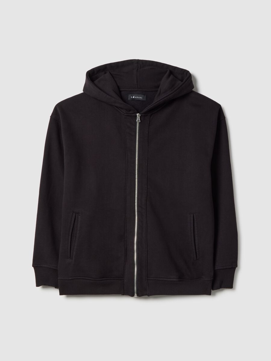 Black oversized cotton blend hoodie_4