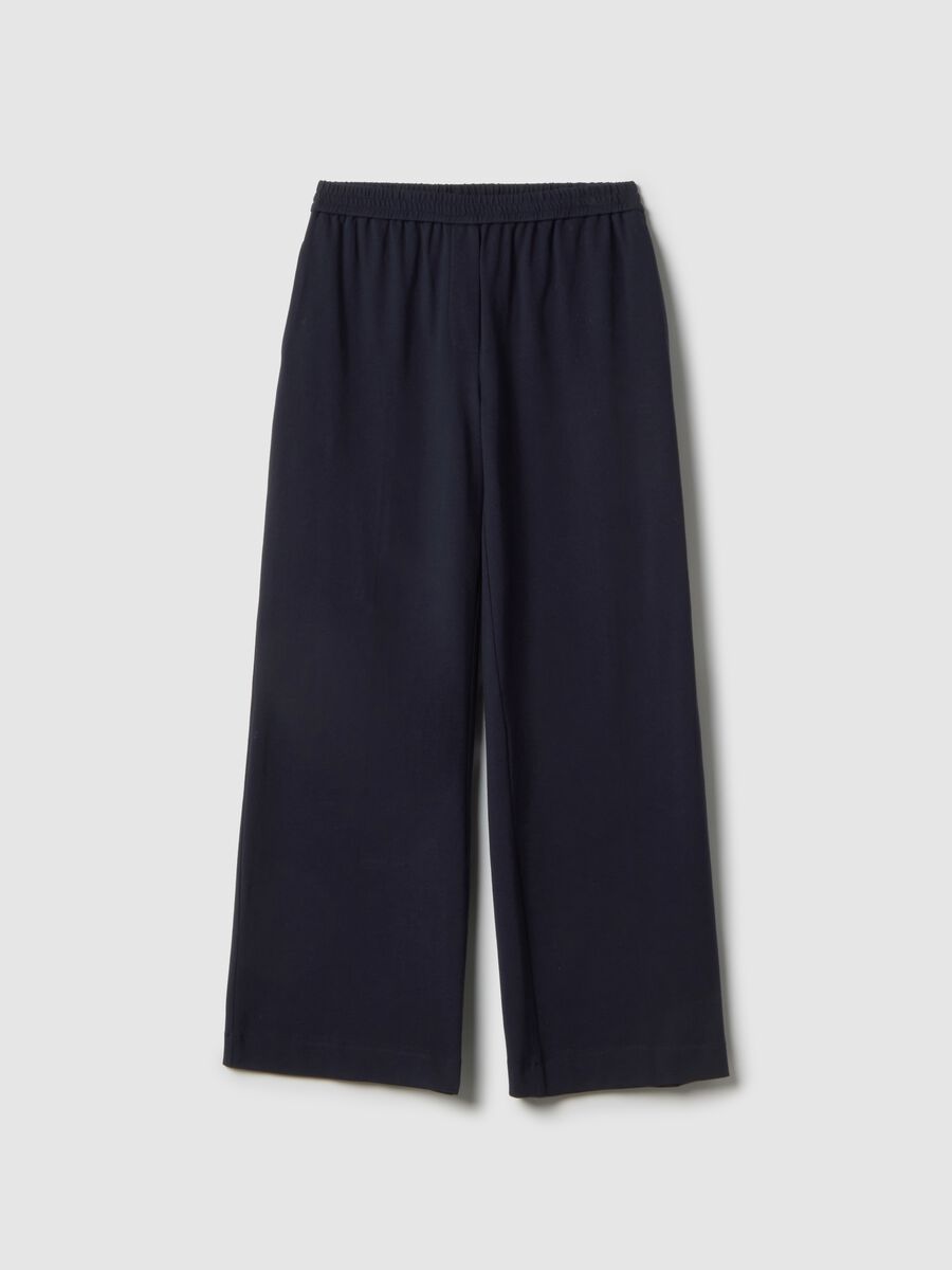 Blue stretch cotton trousers with regular fit_4