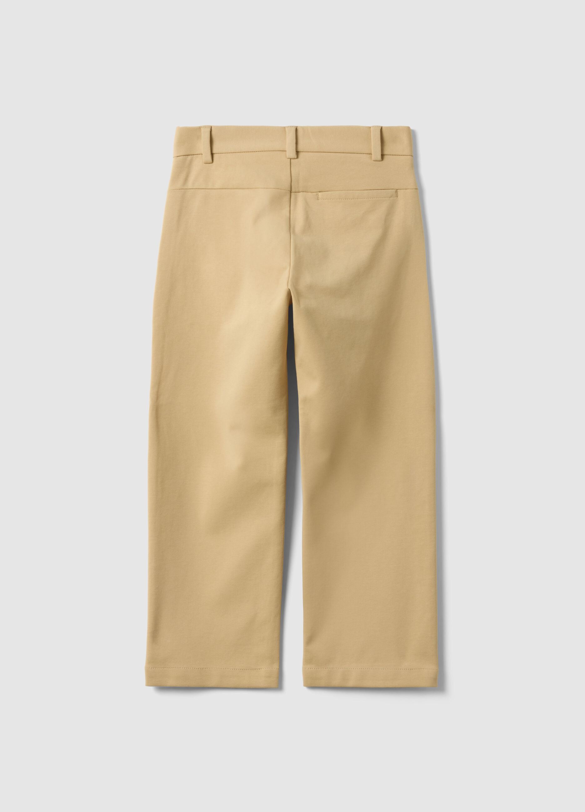 Children's Beige Stretch Cotton Chino Trousers Regular Fit
