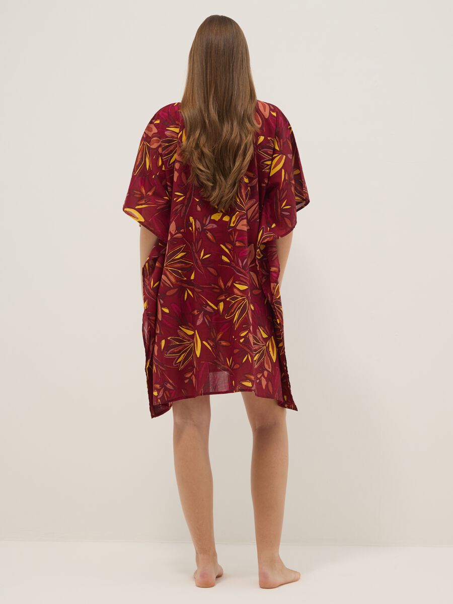 Multicolour pure cotton beach cover-up with floral print_2