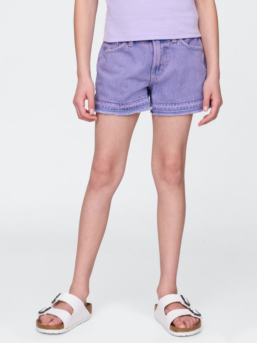 Purple Denim Shorts for Girls_1
